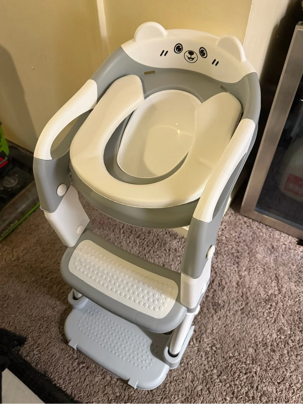 Gray & White 3-in-1 Toddler Potty Training Seat with Step Stool LadderNWT